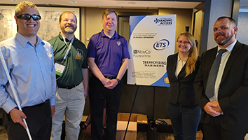(L to R): Cary Supalo (ETS), Greg Williams of Independence Science (IS), William Freeman of American Printing House for the Blind (APH), Sarah Wood (ETS), and Ben Iiams (ETS)